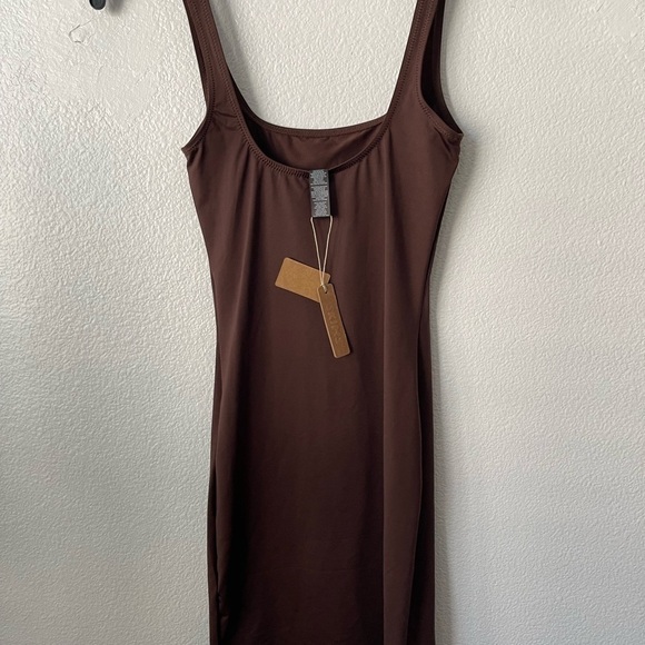 SKIMS Signature Swim Tank Mini Dress COCOA Sz XXS Style#:SW-DRS-0005 - Picture 4 of 6